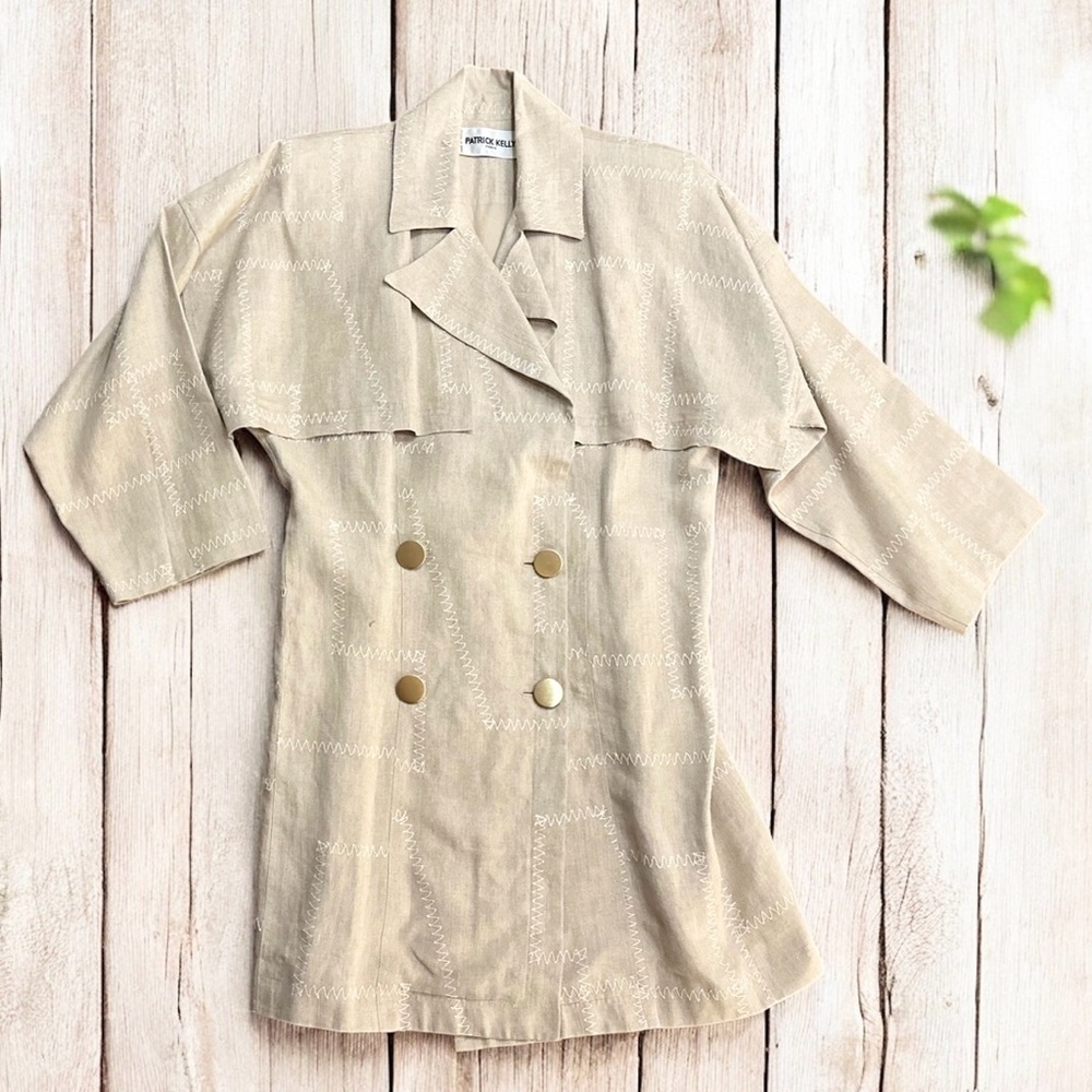 Vintage PATRICK KELLY Women’s 100% Linen Beige Jacket ~ Size 38 ~ MUSEUM WORTHY - Picture 2 of 16